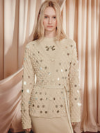 Wool Cardigan Sequins Loose Knitted Coat