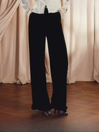 Vintage Ruffle Edge Pants Straight Trousers