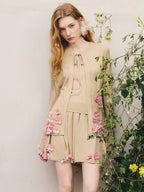 Flower Knitted Top And Cardigan Two-piece Set