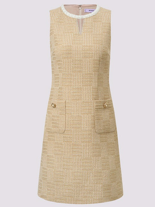 Round Neck Sleeveless Mini Dress With Pockets