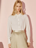 Embroidered Neck Loose Long-sleeved Top