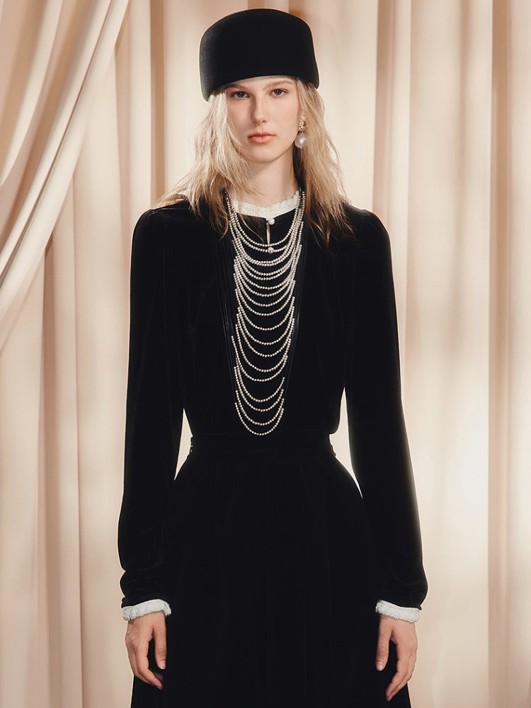 Black Long Sleeve Lace Silm Fit Top