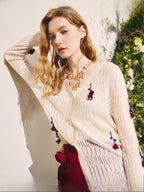 Bohemian V-neck Hollow  Crochet Knitted Jacket Cardigan