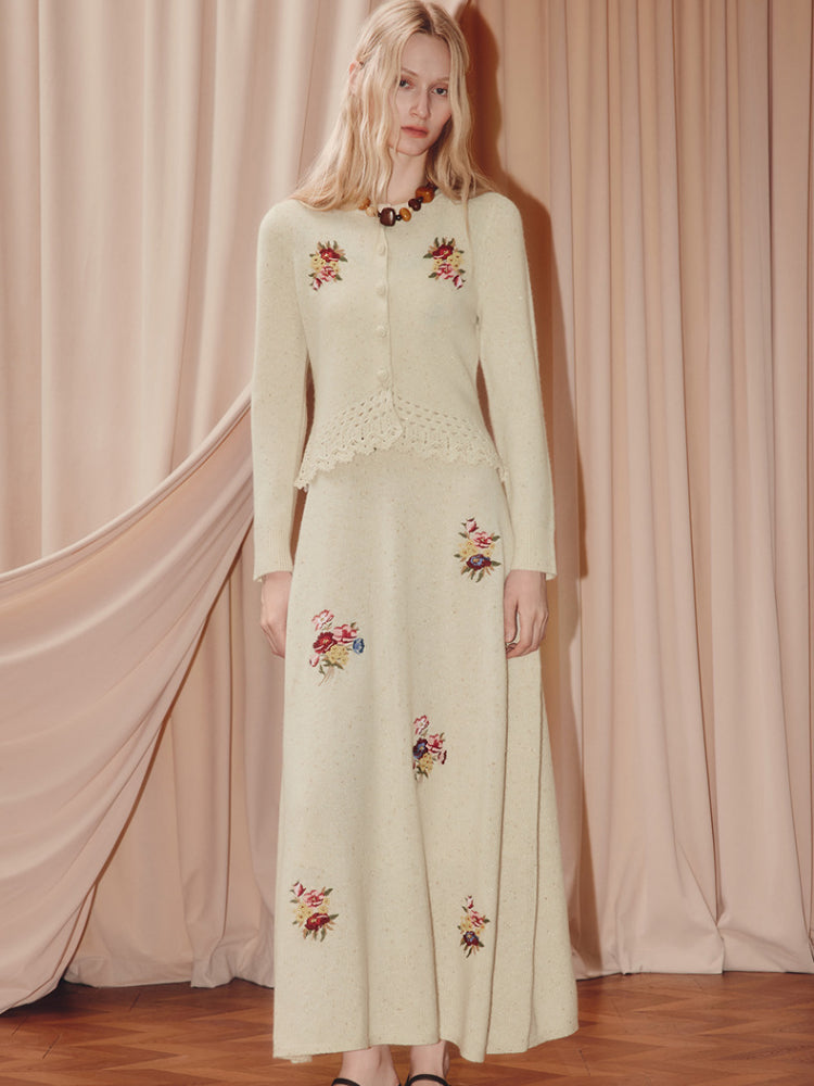 Wool Knitted Sweater Long-sleeved Top Skirt Two-piece Set Dress