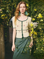 Embroidered U Neck Knitted Sweater