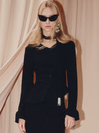 Vintage Sequin X-shaped Long-sleeved Top