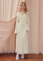 Long Sleeve V Neck Wool Knitted Dress