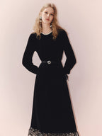 Velvet Elegant Long Sleeve Lace Dress