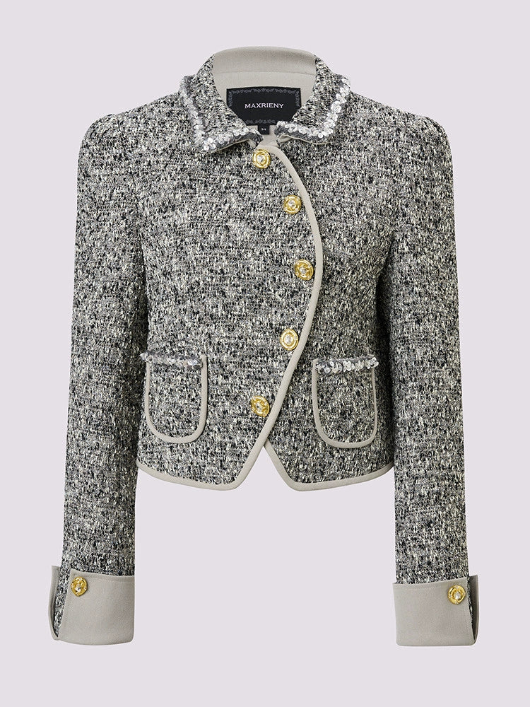 Irregular Placket Lapel Short Coat