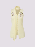 Embroidered Knitted Vest Sweater