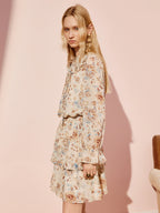 Boho Print Floral Long Sleeve Mini Dress