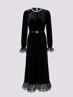 Velvet Elegant Long Sleeve Lace Dress
