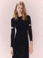 Elegant Velvet Slim Ftting X Shape Lace Dress
