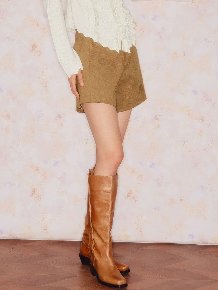 High Wasit Velvet Shorts