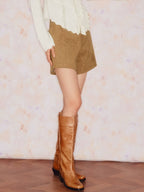 High Wasit Velvet Shorts