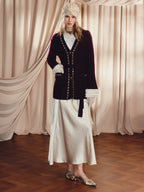 Fuchsia Lace-Up Knitted Cardigan