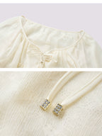 Chiffon Shirt Round Neck Lace Blouse