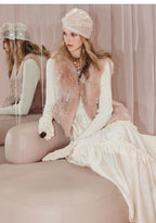 Winter V-neck Wool And Leather Vest Coat