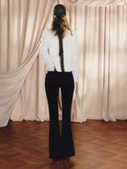 High Waist Slim Fit Flare Trousers