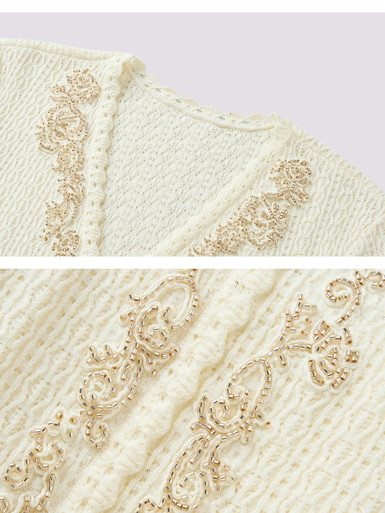 Long Sleeve V Neck Wool Knitted Dress