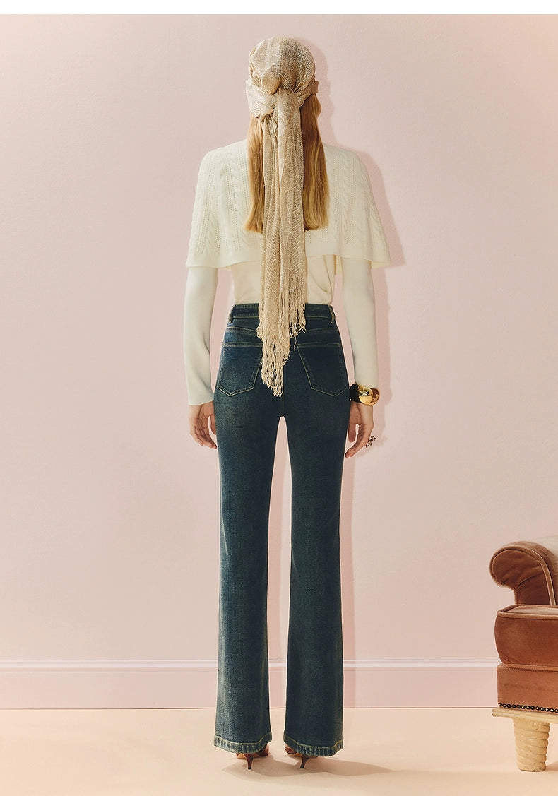 High Wasit Silm Fit Flared Jeans