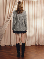 Round Neck Button Front Jacket With Pockets