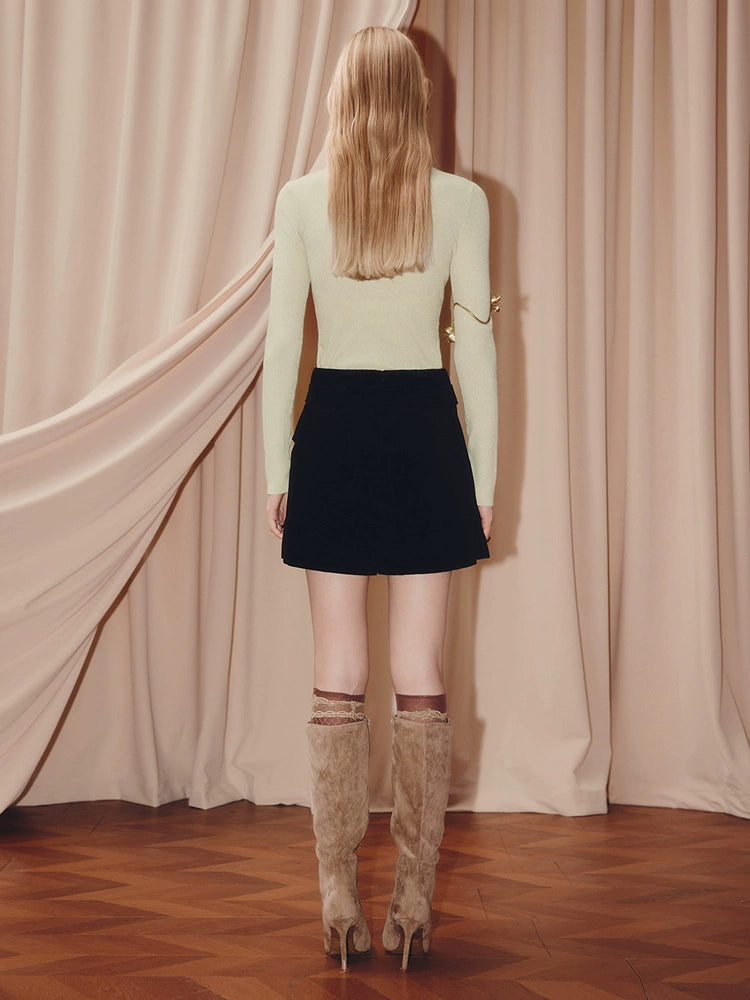 Velvet A Line Mini Skirt