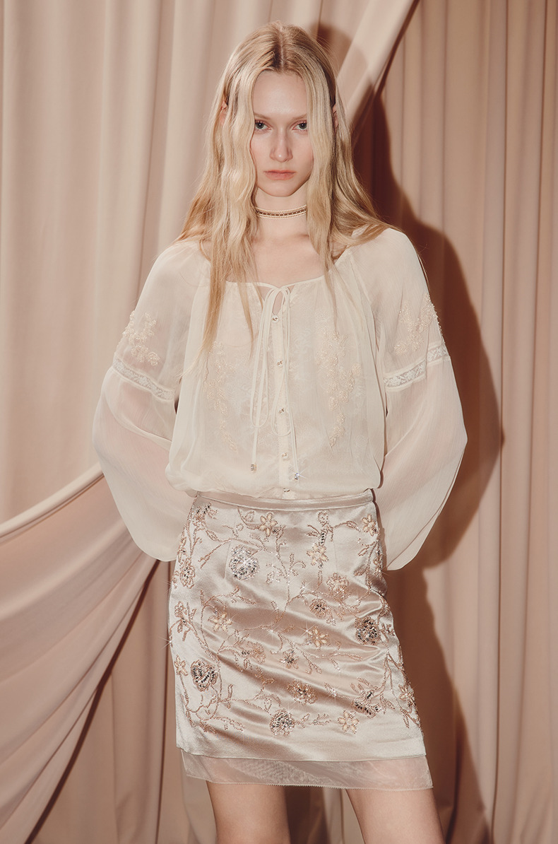 Chiffon Shirt Round Neck Lace Blouse