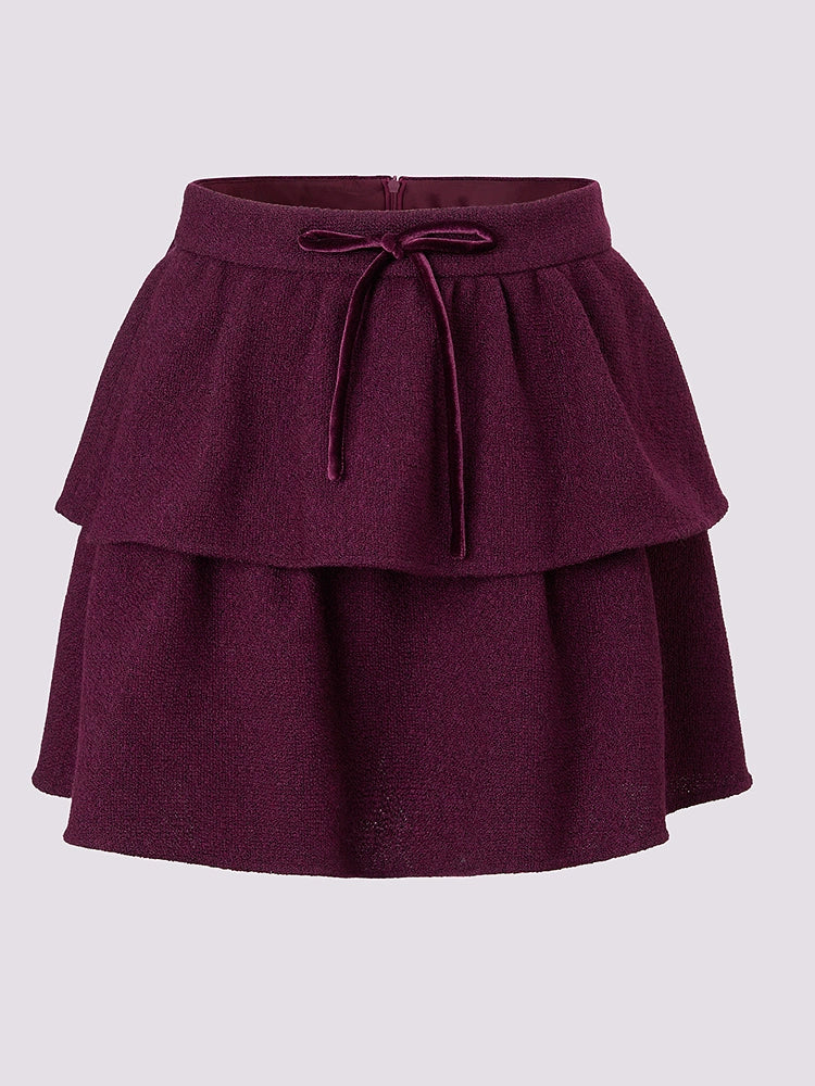 A-shaped High Waist Double Layer Cake Skirt