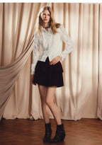 Vintage Lace Long Sleeve Ruffled Blouse