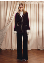 Vintage Ruffle Edge Pants Straight Trousers