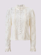 Vintage Lace Long Sleeve Ruffled Blouse