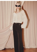 Chiffon Shirt Round Neck Lace Blouse