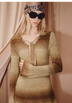 Gradient Striped Knitted Sweater Dress