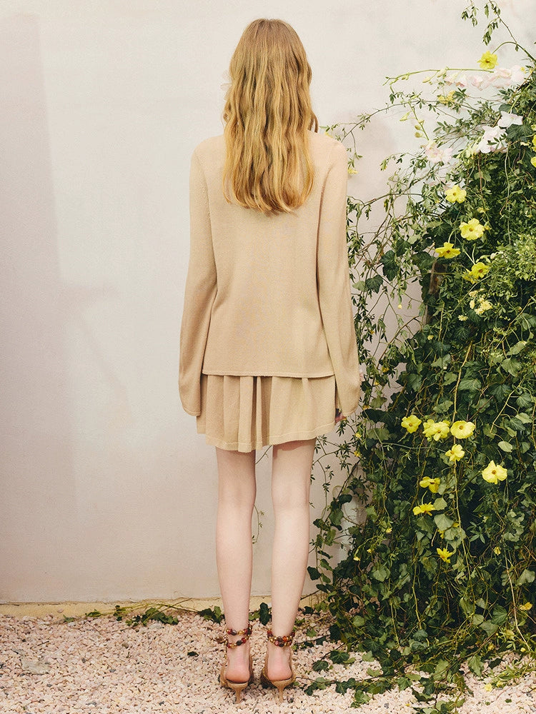 Flower Knitted Top And Cardigan Two-piece Set