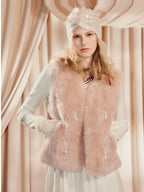 Winter V-neck Wool And Leather Vest Coat