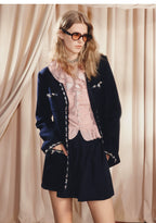 Pink V Neck Ruffled Long-sleeved Top