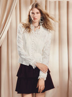 Vintage Lace Long Sleeve Ruffled Blouse