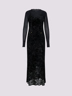 Elegant Velvet Slim Ftting X Shape Lace Dress