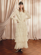 Lace Sleeve Double Flared Sleeves Short Blouse