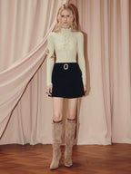 Velvet A Line Mini Skirt