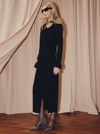 Vintage Sequin X-shaped Long-sleeved Top