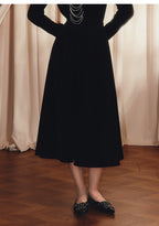 A-shaped Pleated Velvet Umbrella-shaped Skirt