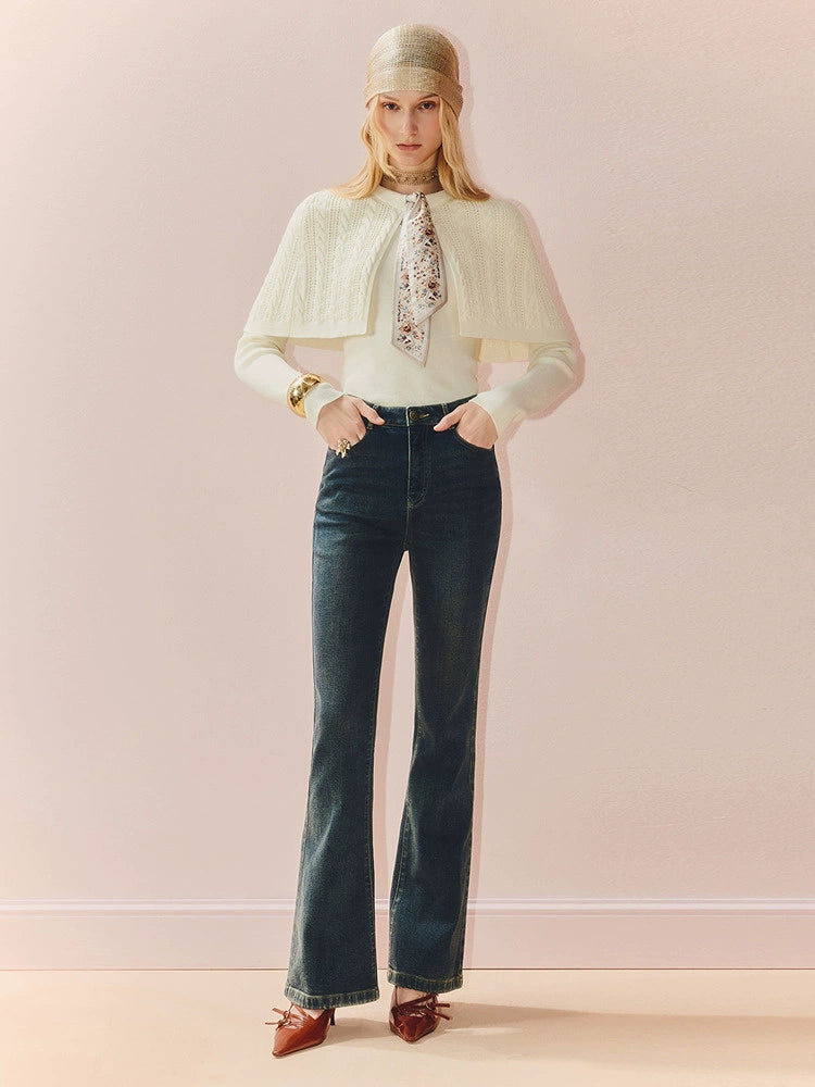 High Wasit Silm Fit Flared Jeans