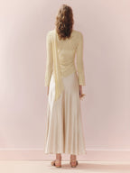 Satin Crew Neck Long Sleeve Top