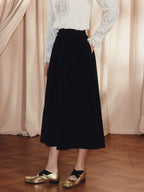 A-shaped Pleated Velvet Umbrella-shaped Skirt