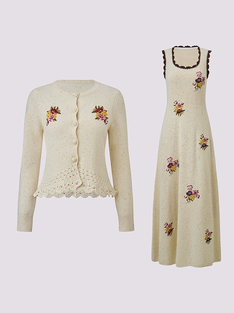 Wool Knitted Sweater Long-sleeved Top Skirt Two-piece Set Dress