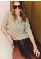 V Neck Pullover Knitted Top