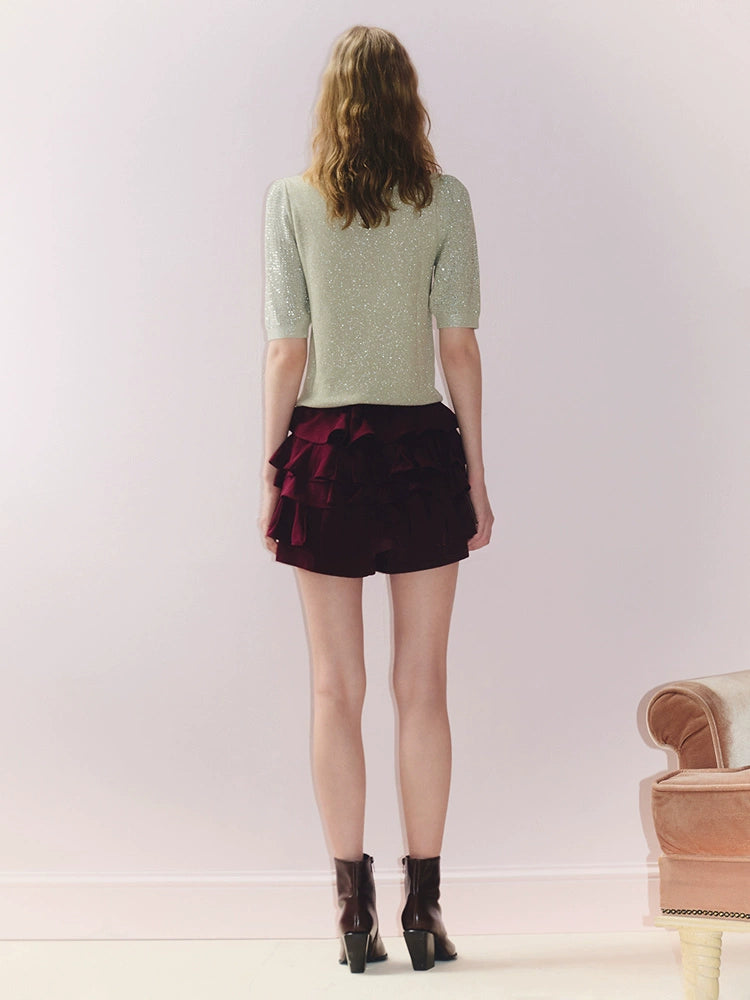 V Neck Pullover Knitted Top