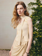 Silm Fit Flower Knitted Vest Sweater